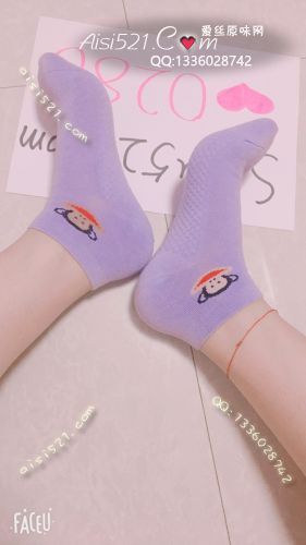 紫色纯棉大嘴猴短袜原味丝袜|袜类臭棉袜